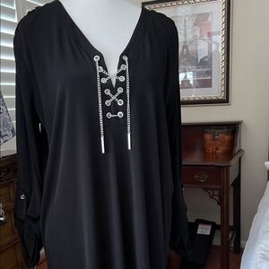 Michael Kors Black Lace-Up Blouse